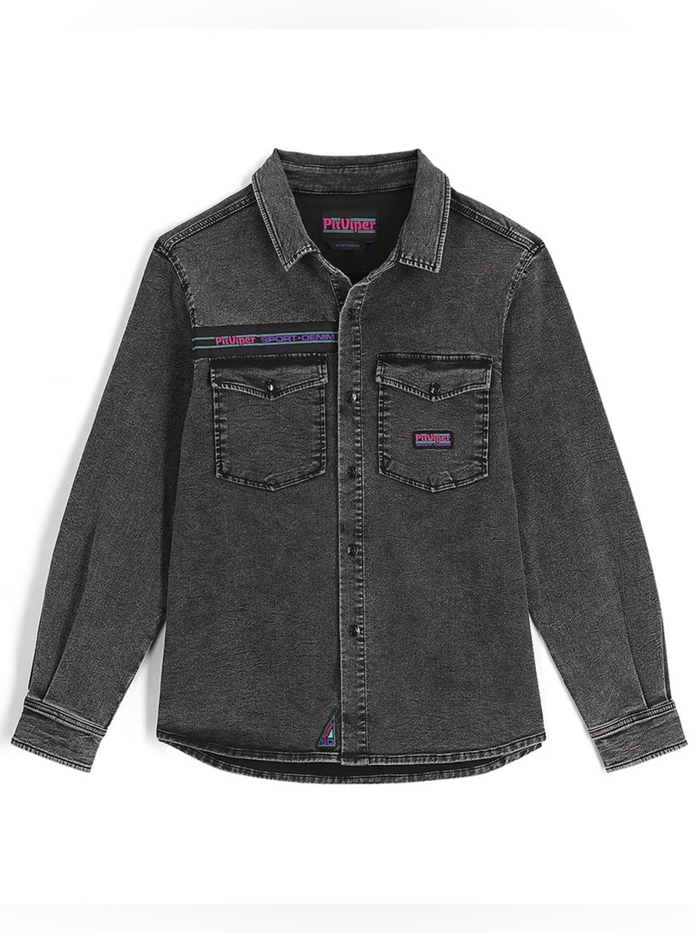 Men's Pit Viper Sport Denim Button Down Long Sleeve Shirt